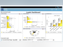EspressReport ES Software - A Leads Dashboard shows leads by industry, country and source
