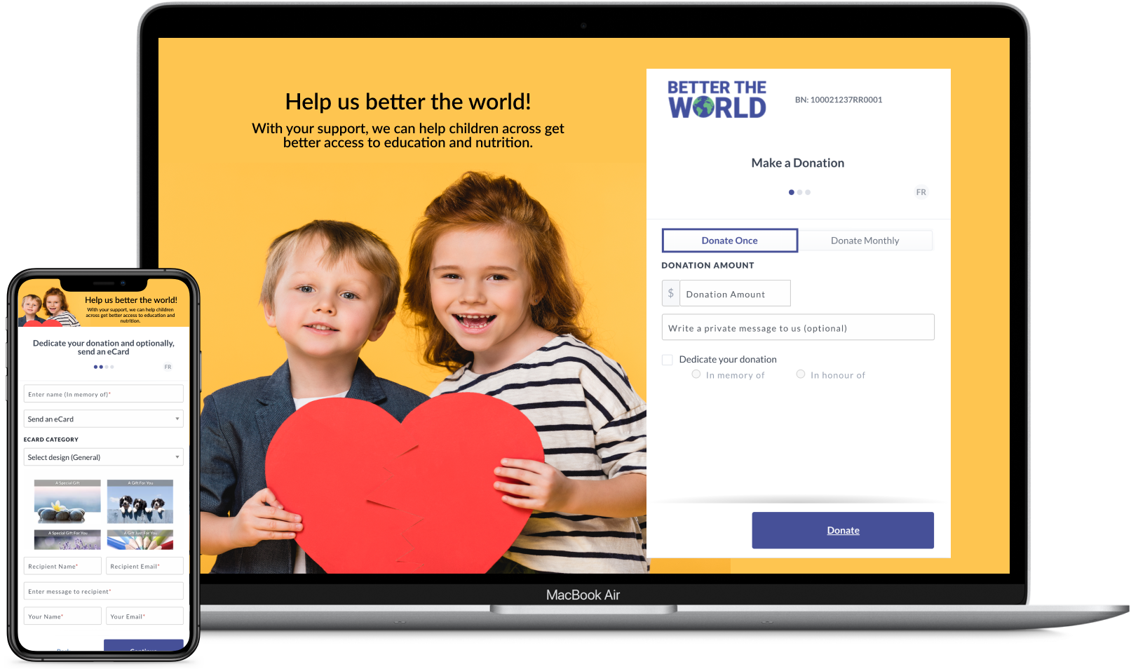 CanadaHelps screenshot: Donation Forms that are easy-to-use, customizable and take care of tax receipting and "thank you"s automatically.