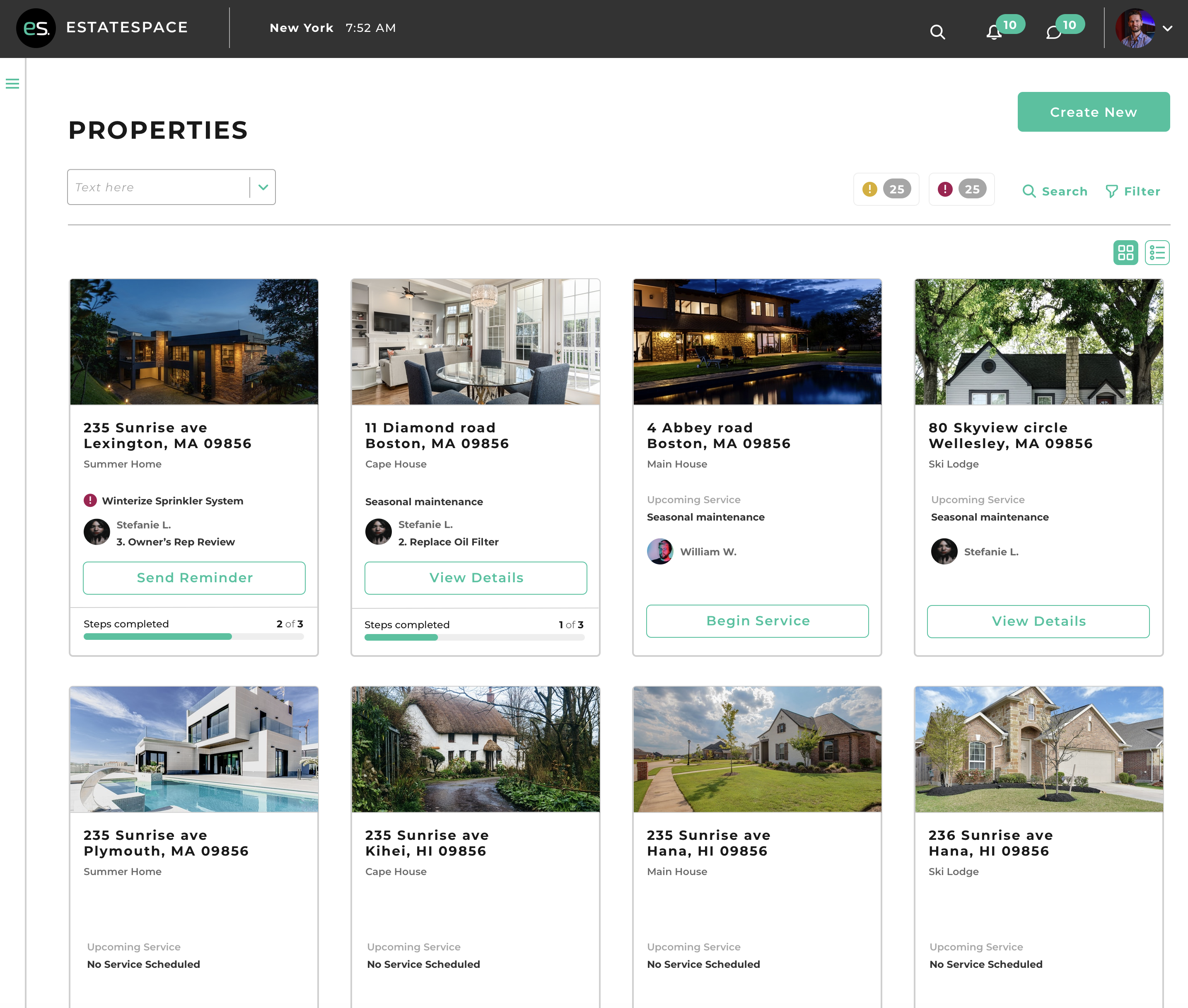 EstateSpace screenshot: Property Management