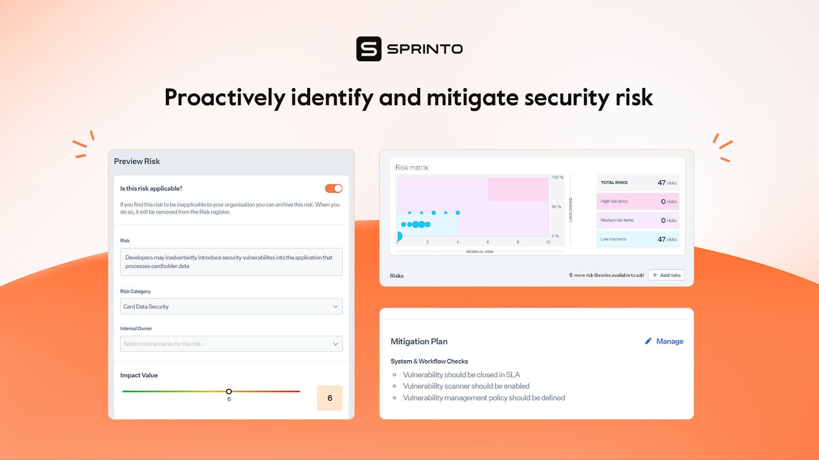 Sprinto Software - Sprinto empowers you to assess and visualise the true impact of security risks based on trusted industry benchmarks so you manage risks with confidence, prioritise better, and manage systematically.