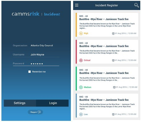 Camms GRC Software - The companion cammsrisk smartphone apps optimize remote system access for Android and iOS devices