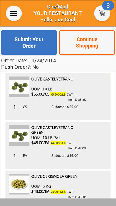Users can place orders from their mobile device