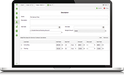 Service engineers to keep track of services and customer budgets