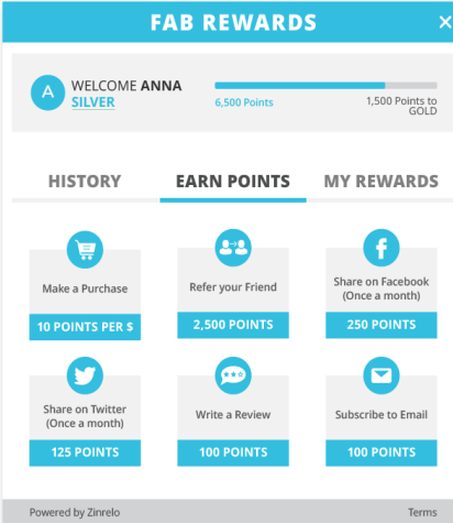 Zinrelo earn points