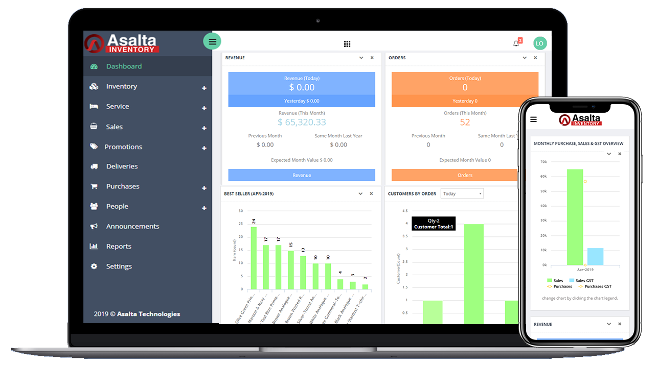 Asalta screenshot: Asalta dashboard