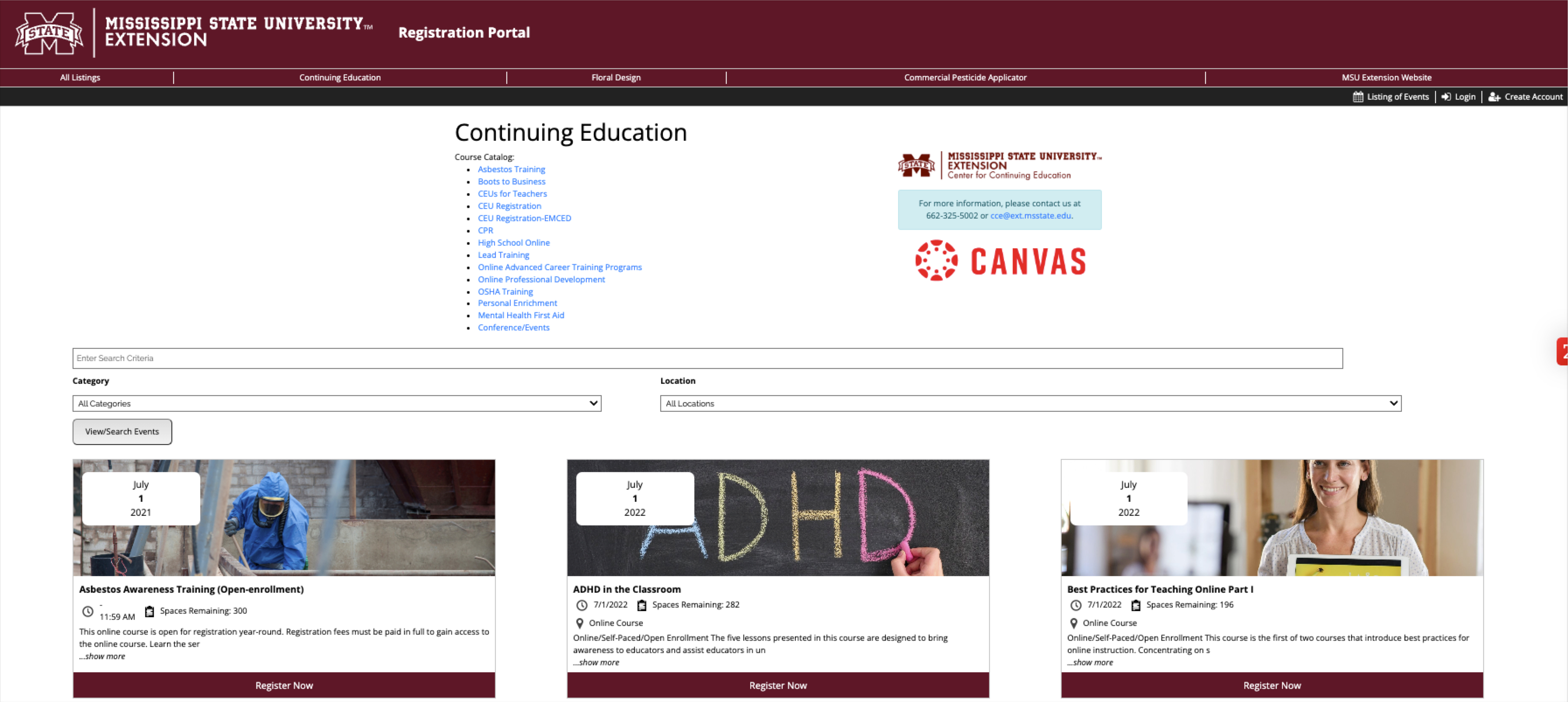 Continuing education tracking, testing, issuing certificates of completion tracking, and payment integration. Integration with Canvas and Blackboard.