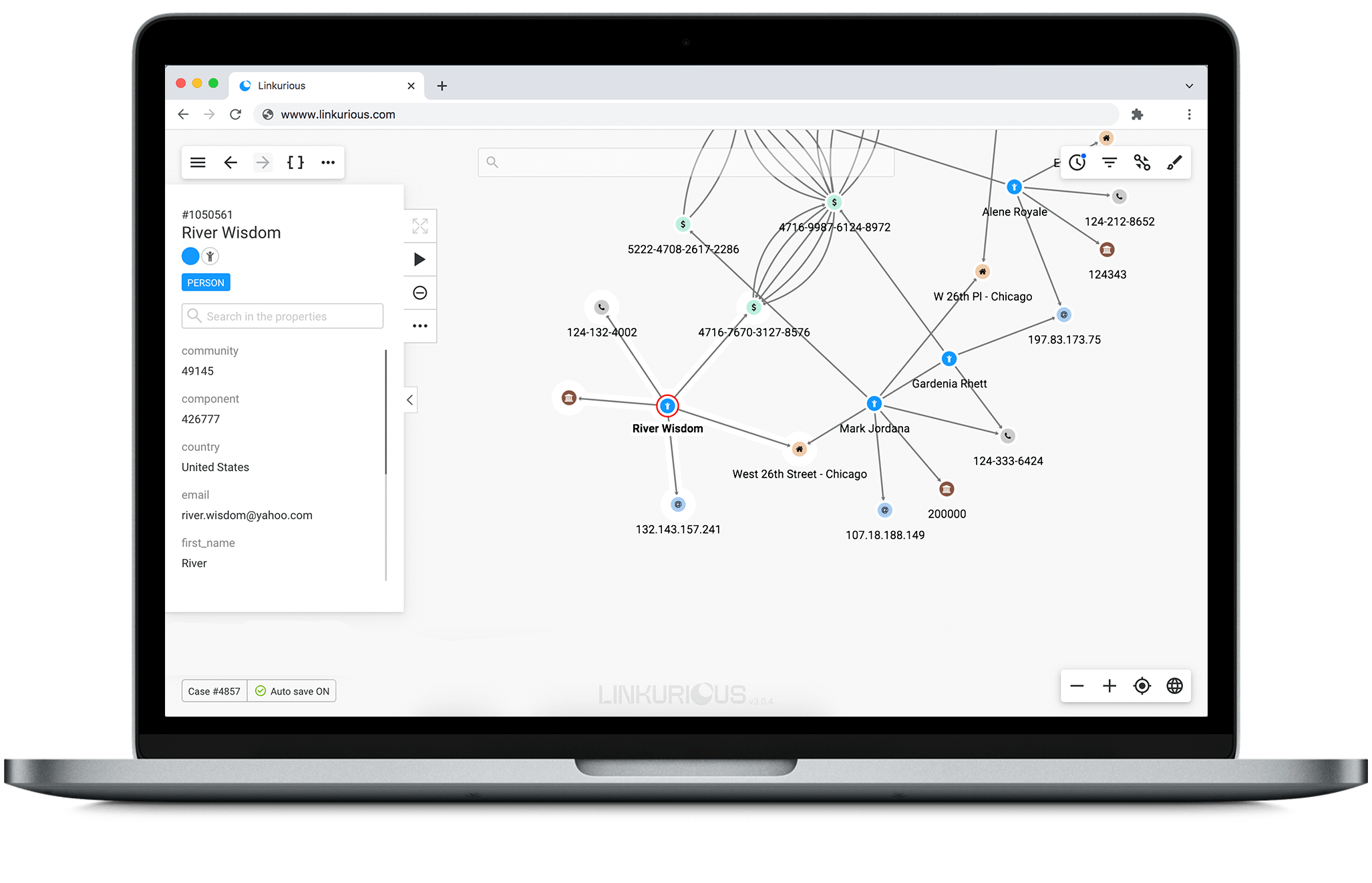 Linkurious Enterprise Watchtower screenshot: Linkurious Enterprise interface