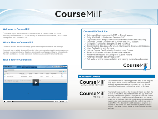 CourseMill Software - LMS Portal Page