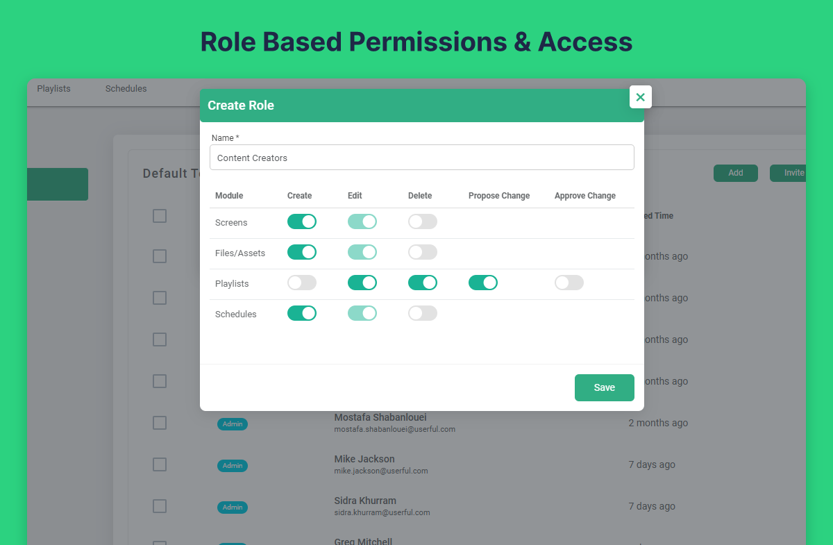 Role Based Permissions & Access