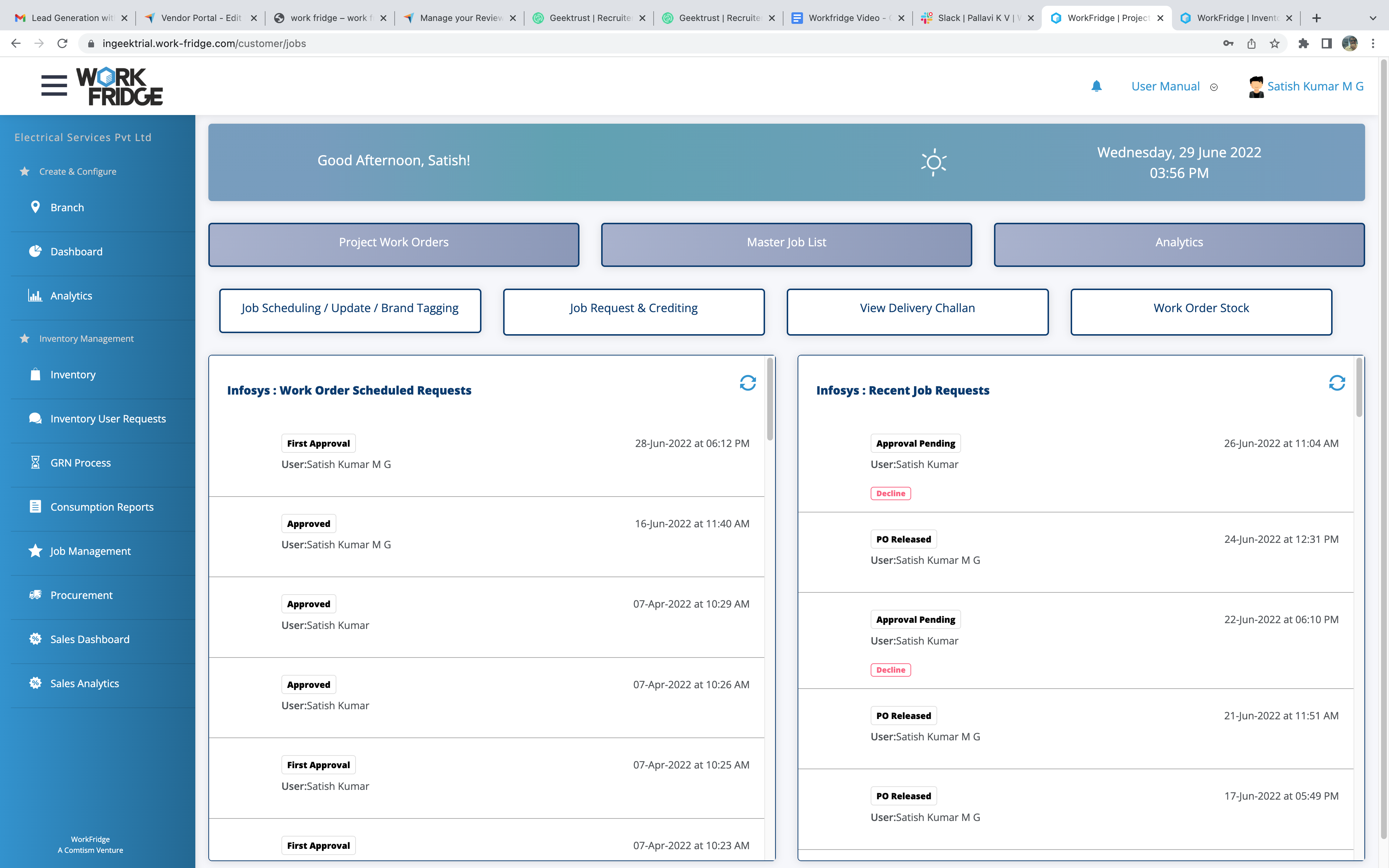 InGeek screenshot: InGeek dashboard