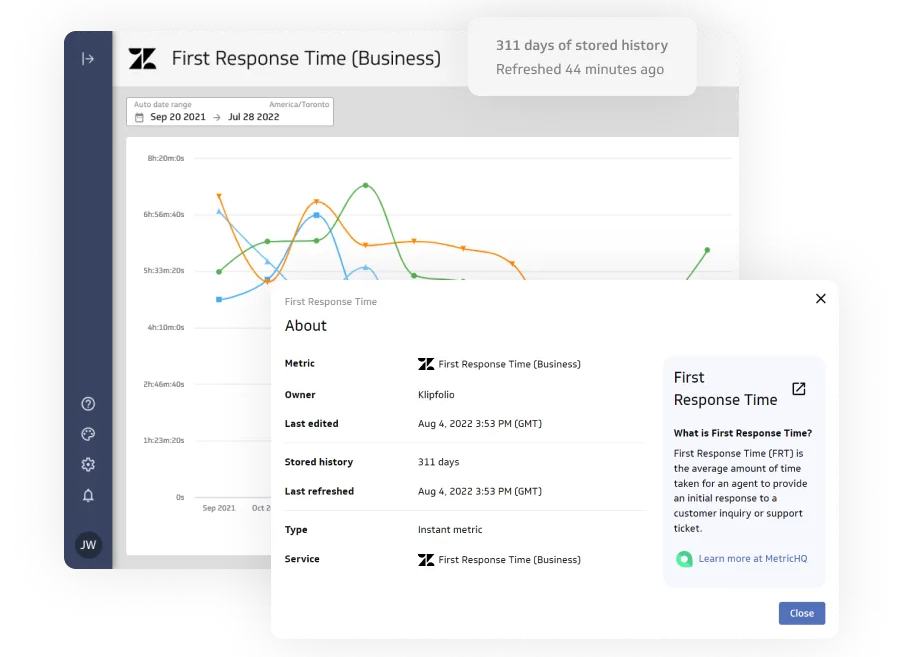 Klipfolio Software - Metrics efficiently store history and present descriptions, lineage, and ownership details.