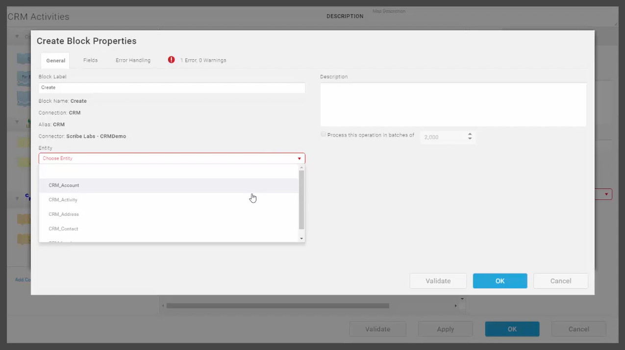 Create block properties and choose entities