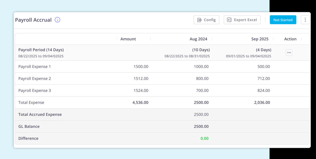 Xenett screenshot: Xenett payroll accrual