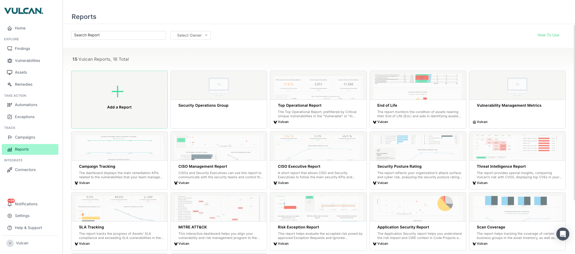 Vulcan Cyber Software - The Vulcan Cyber ExposureOS - Reports