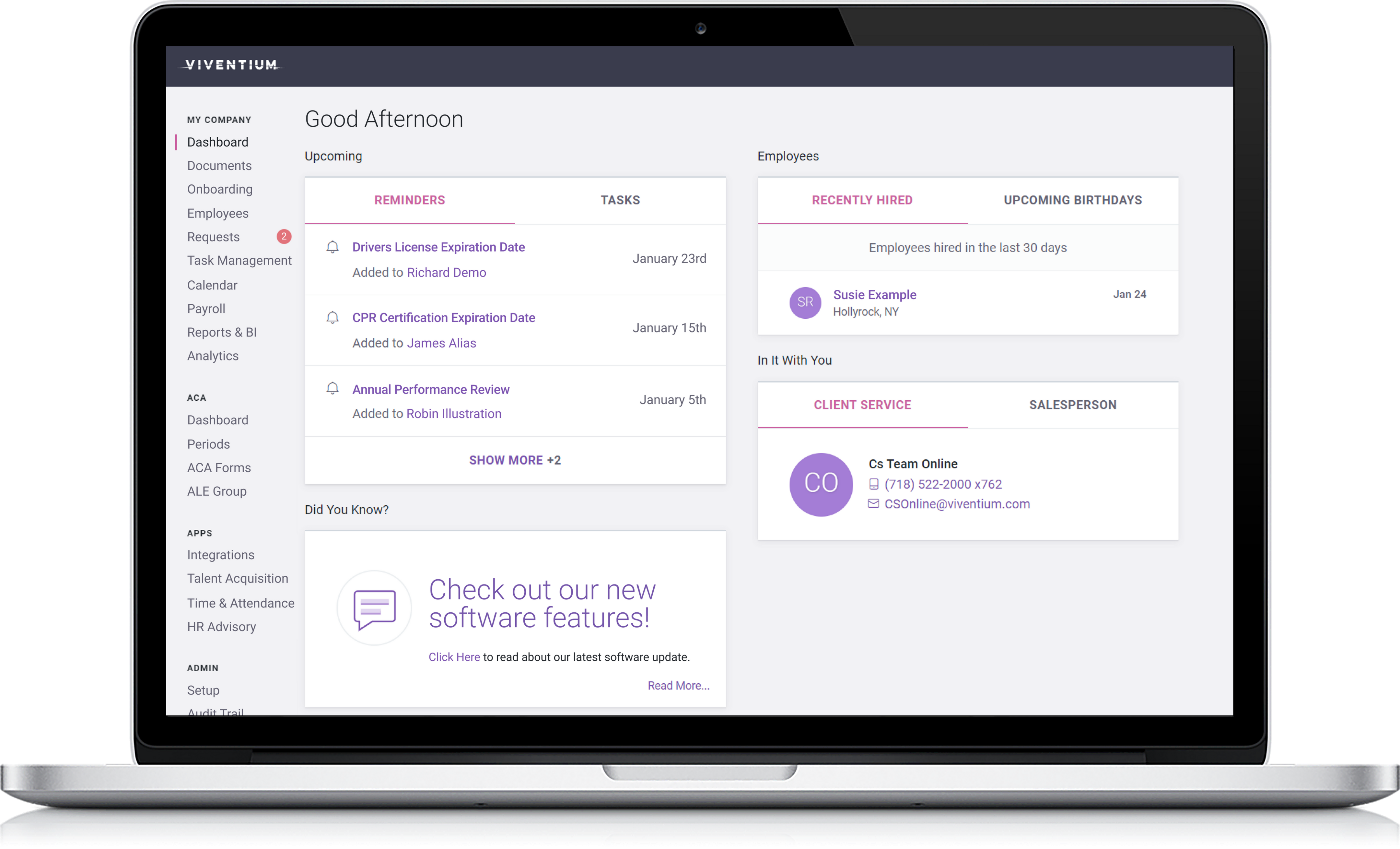 Viventium Software Software - Viventium Software Dashboard.