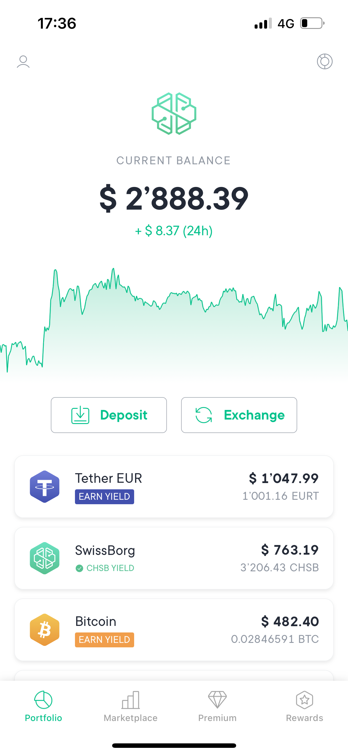 SwissBorg screenshot: Follow your portfolio in real time