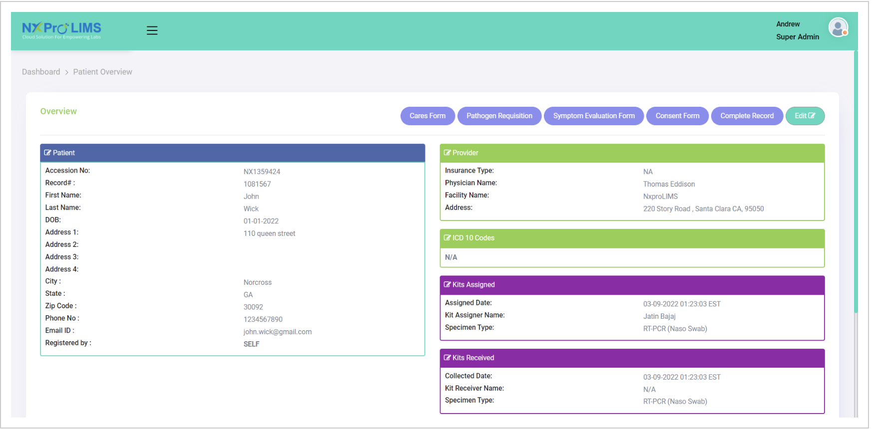 NX Pro LIMS screenshot