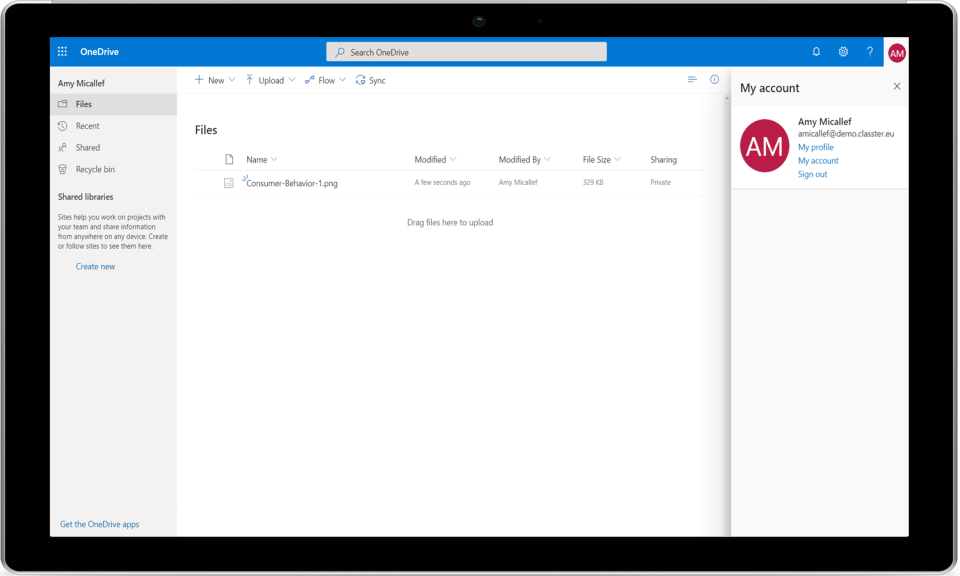 Classter Software - Classter: OneDrive integration screenshot