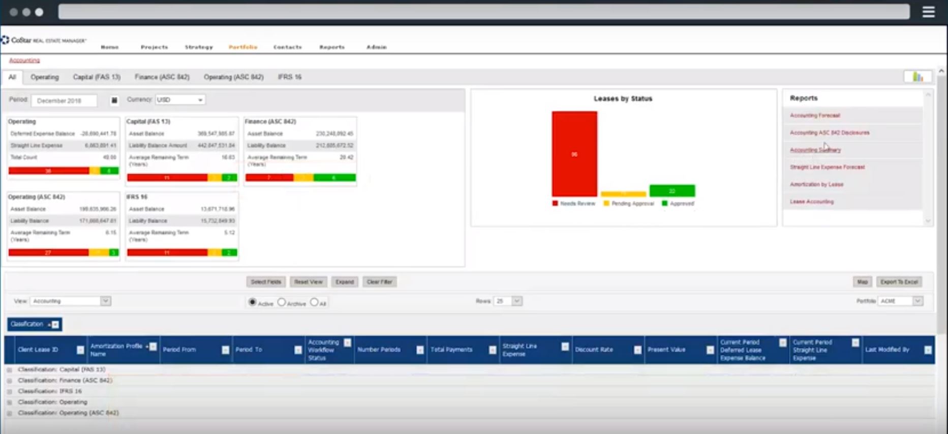 Lease Accounting Software accounting screenshot