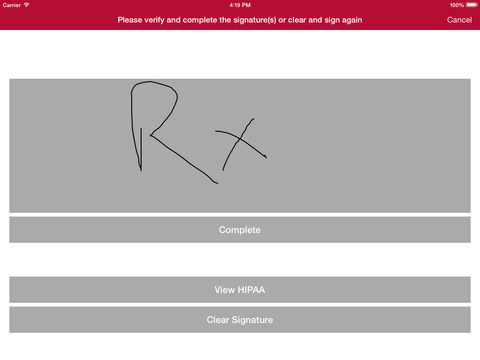 PrimeCare includes a signature capture app for iPad