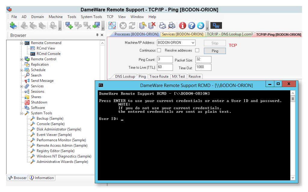 Dameware Remote Support RCmd Console