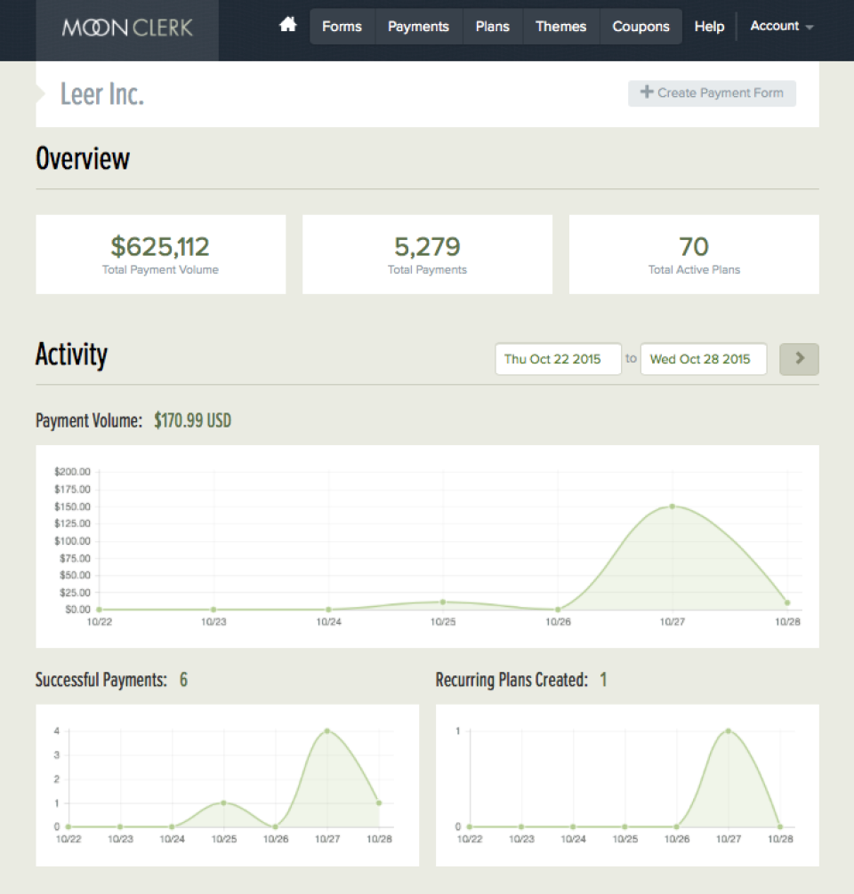 MoonClerk Software - Dashboard