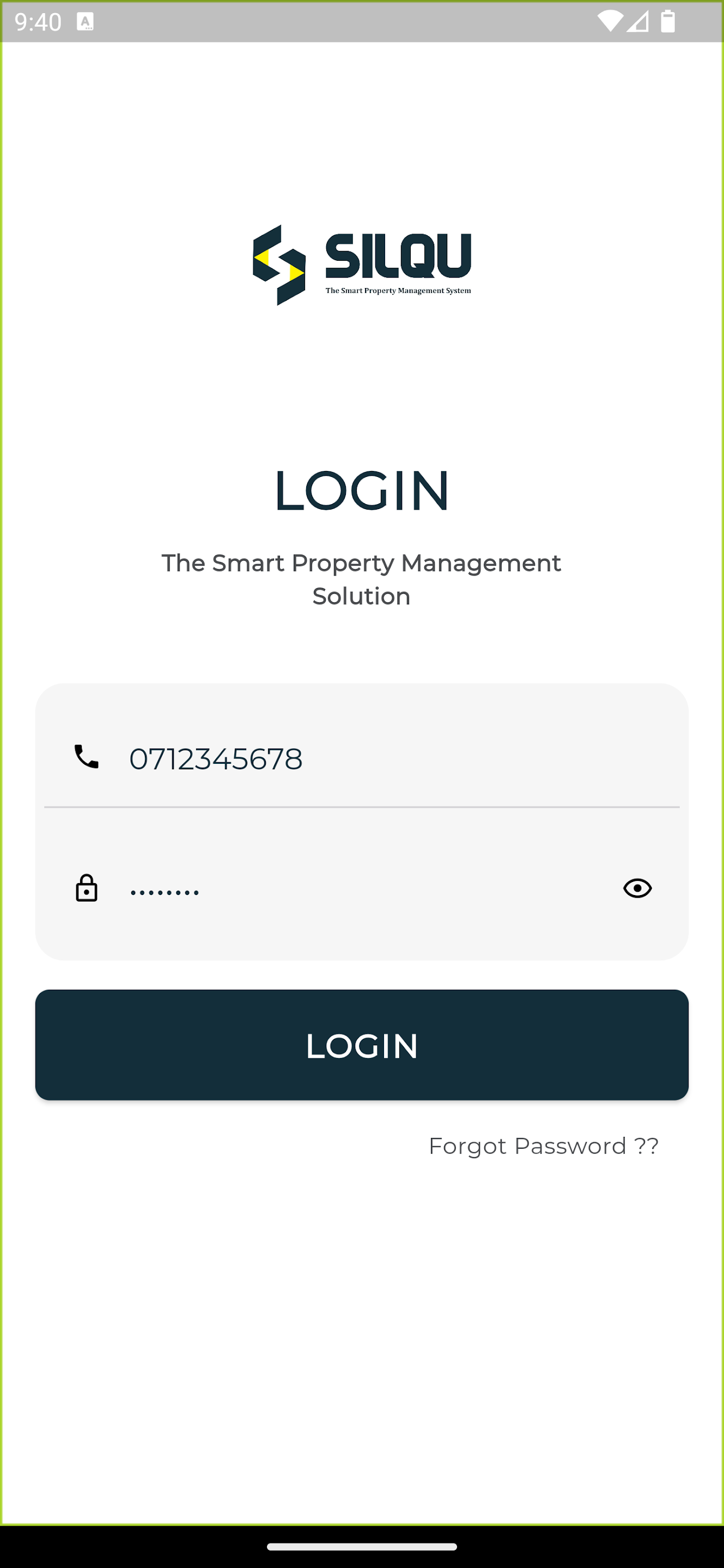 Silqu screenshot: Silqu login page