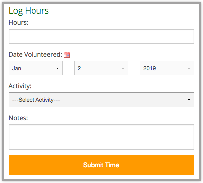 Volunteer Time Tracking Hours Log