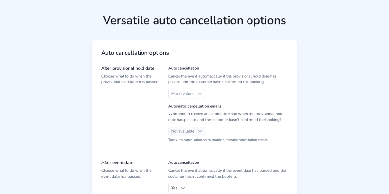 MeetingPackage auto cancellation