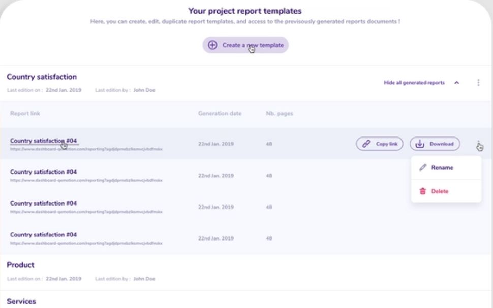 Qemotion customizable reports