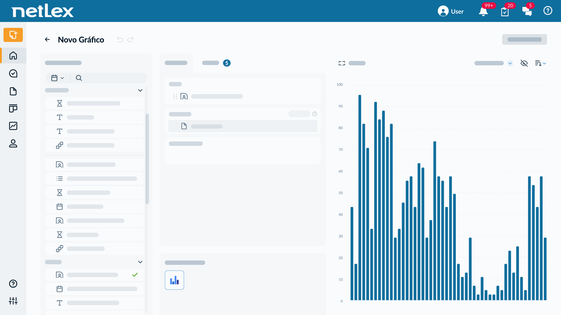 netLex Software - Gere gráficos e dashboards sem sair do netLex usando dados extraídos diretamente dos seus documentos e fluxos de trabalho