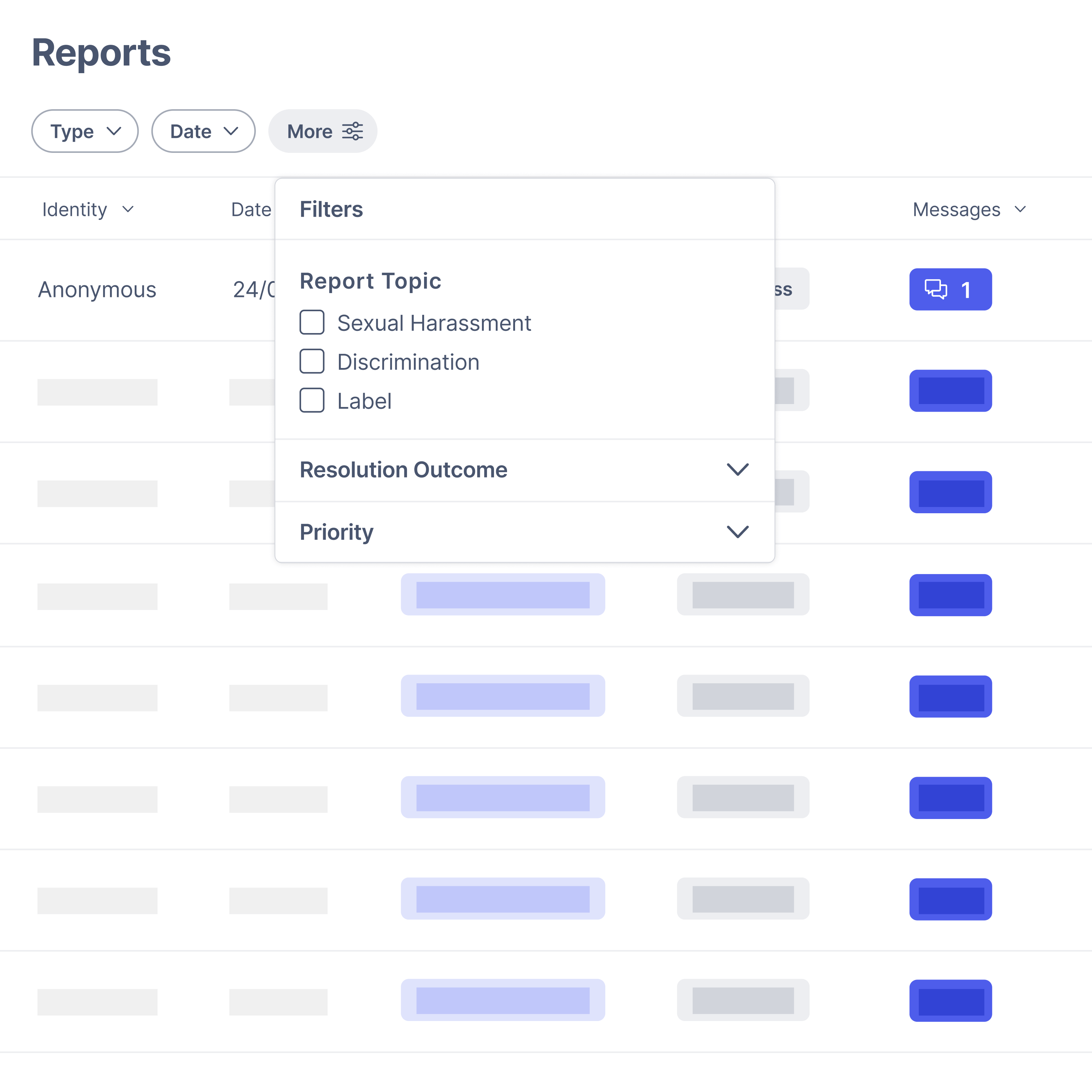 Sort and filter reports