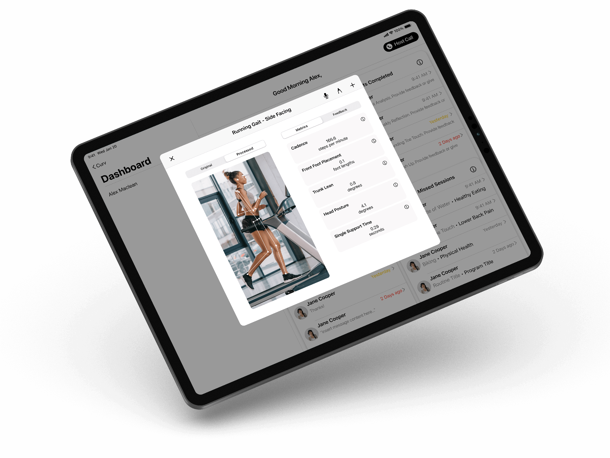 Curv Health screenshot: iPad App - Gait Analysis
