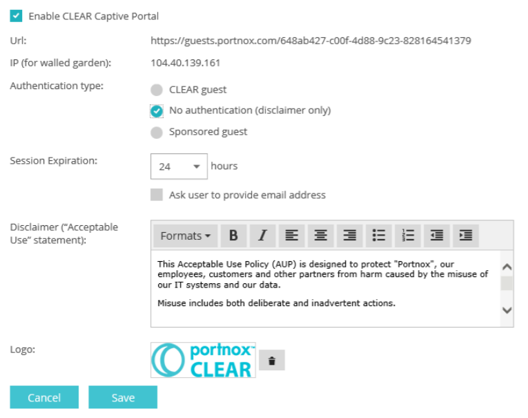 Portnox CLEAR guest access
