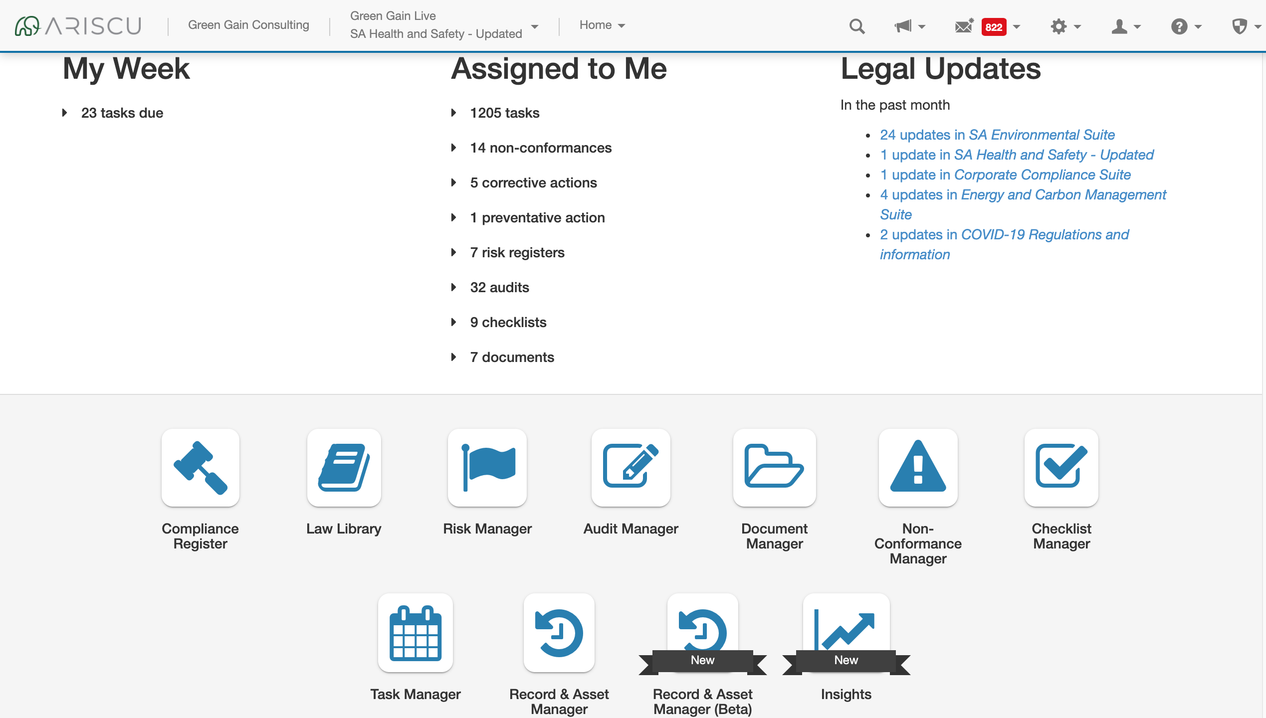 Ariscu screenshot: Ariscu access is based on the user profile which will determine the which information any user can access and arranges the information to benefit each individual user based on the user profile.