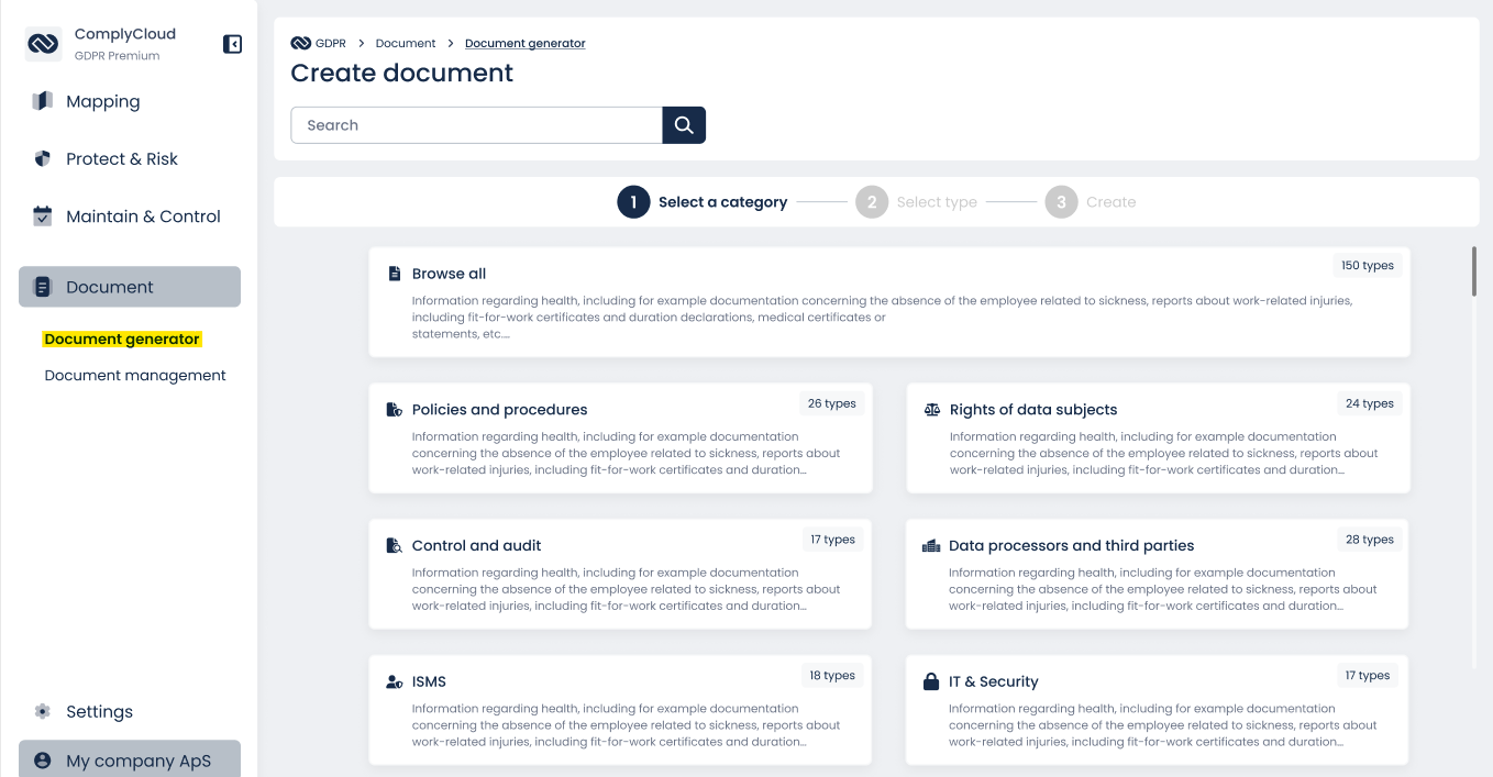 Want to pass audits and win customers without overdoing compliance? Use ComplyCloud’s Compliance Document Generator to create tailored documentation for your organization.