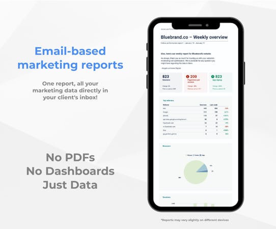 Metrics Watch screenshot: Metrics Watch email-based marketing reports