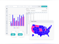 Piktochart Software - Data can be translated into a visual story via charts and maps. Excel files or Google Sheets are linked to easily create graphs that automatically update when the data does.