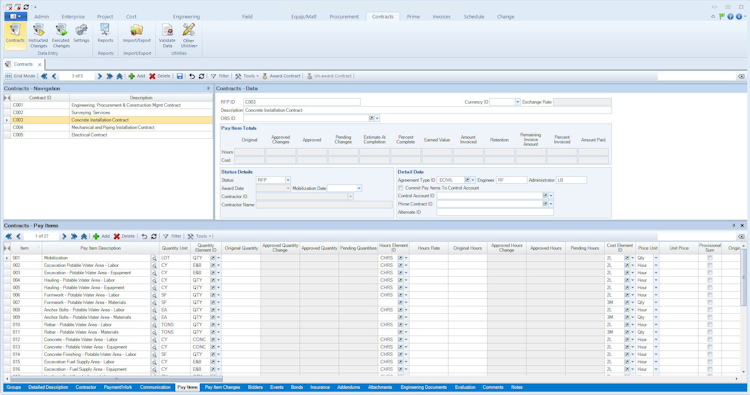 ARES PRISM screenshot: ARES Prism contracts manager