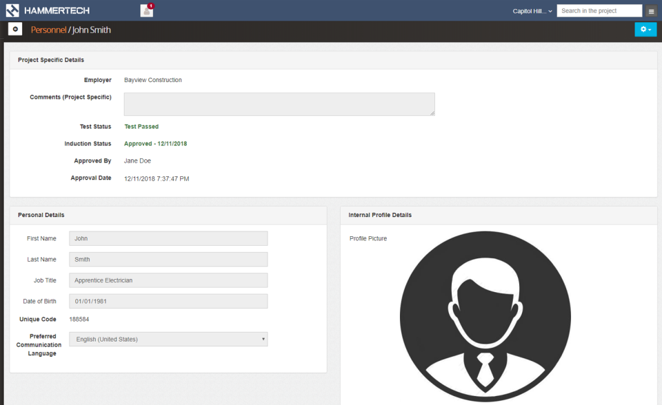 HammerTech online enrollment screenshot