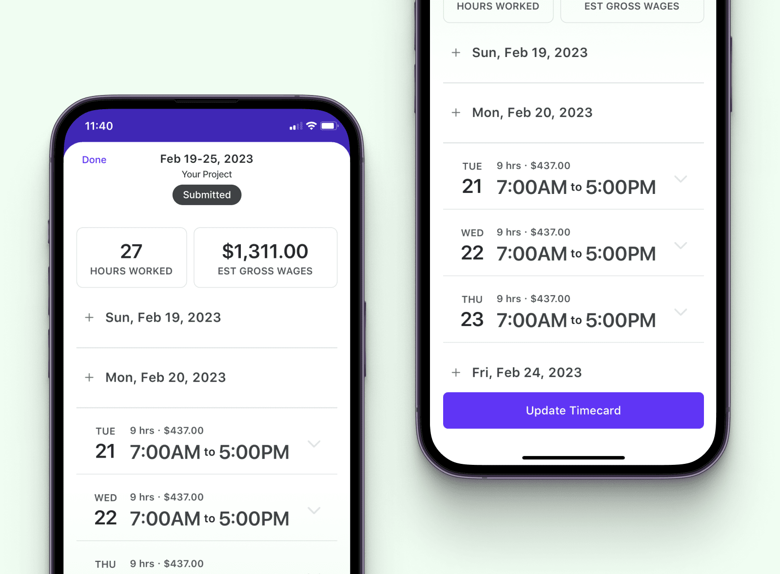 Wrapbook screenshot: Digital Timecard Tracking for Cast and Crew