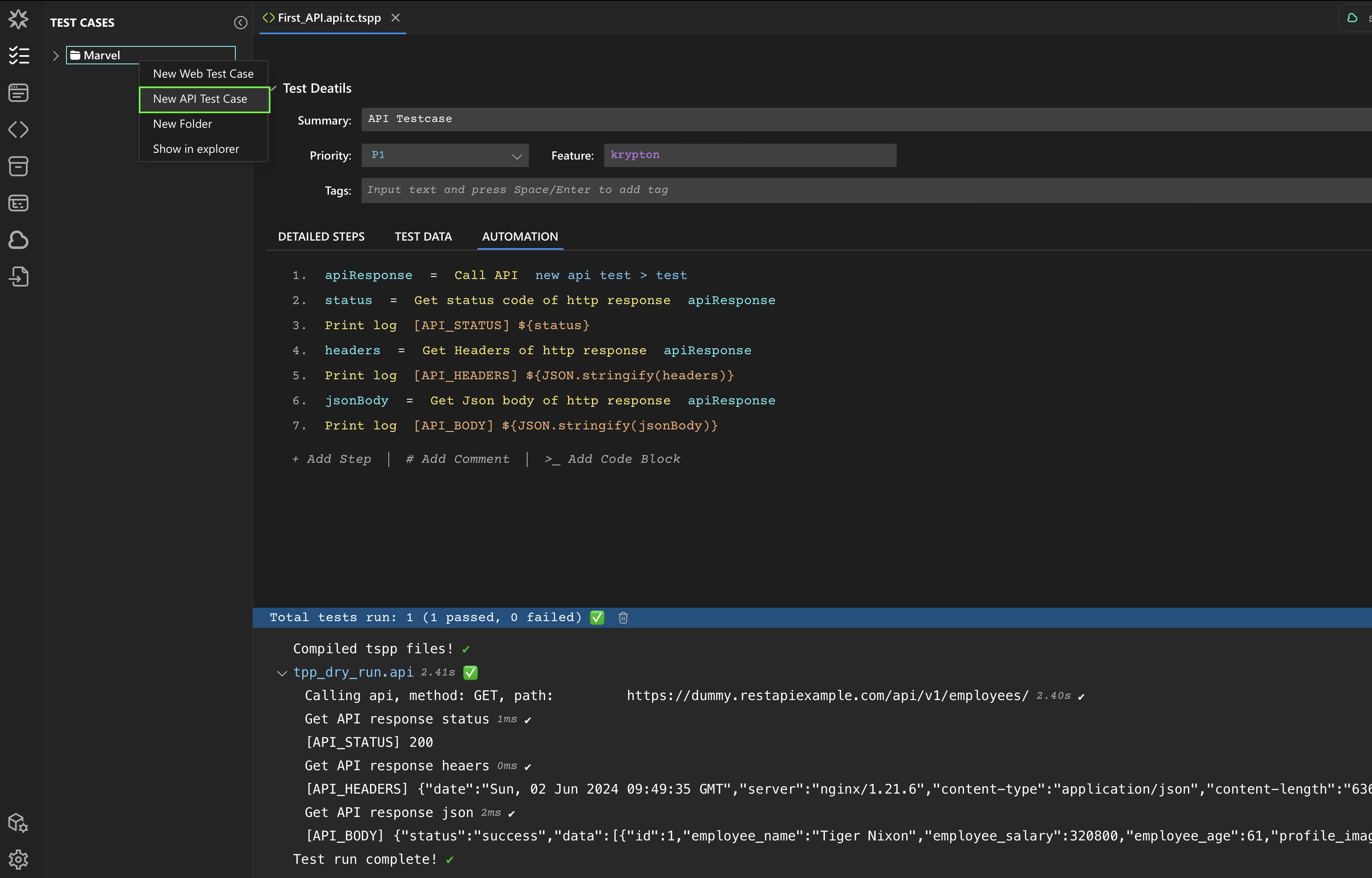 DevAssure screenshot: DevAssure test automation tool 