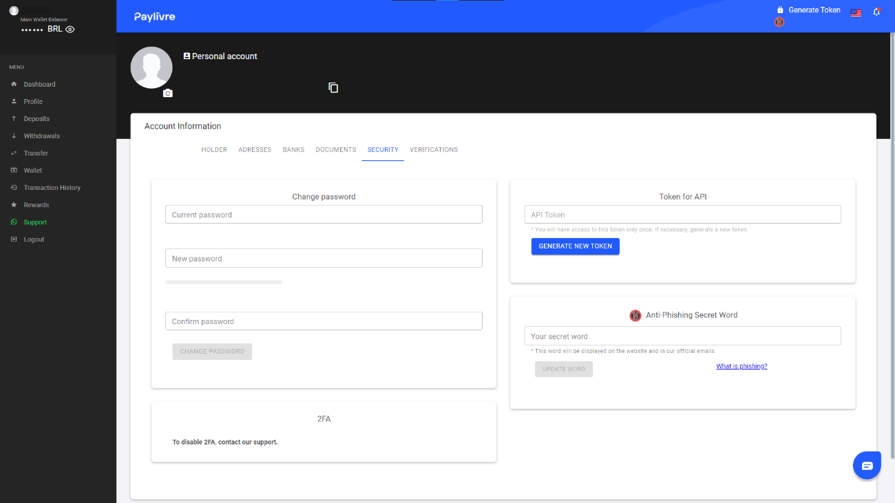Paylivre Software - Paylivre security