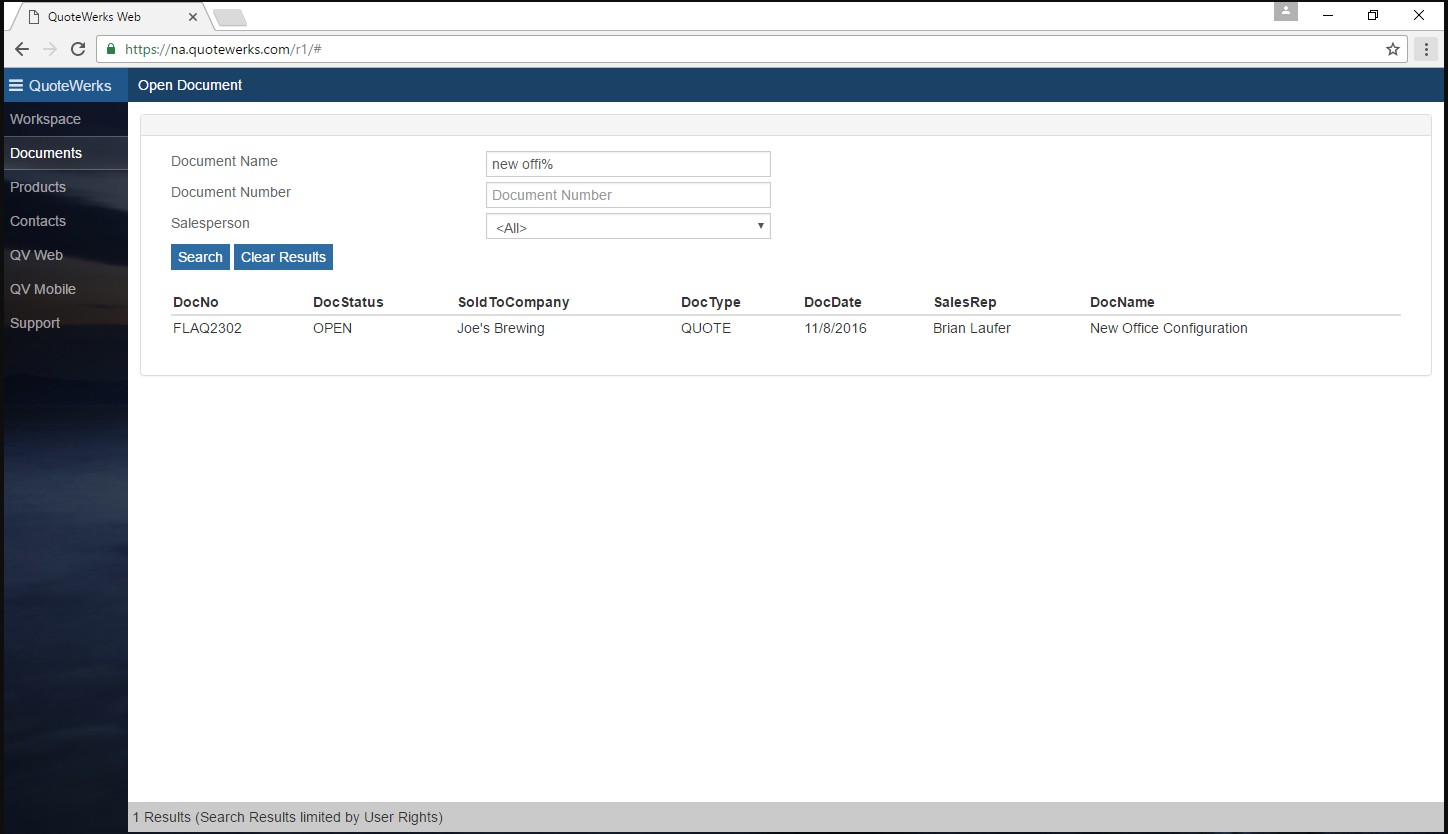 View document information including document number, status, and type
