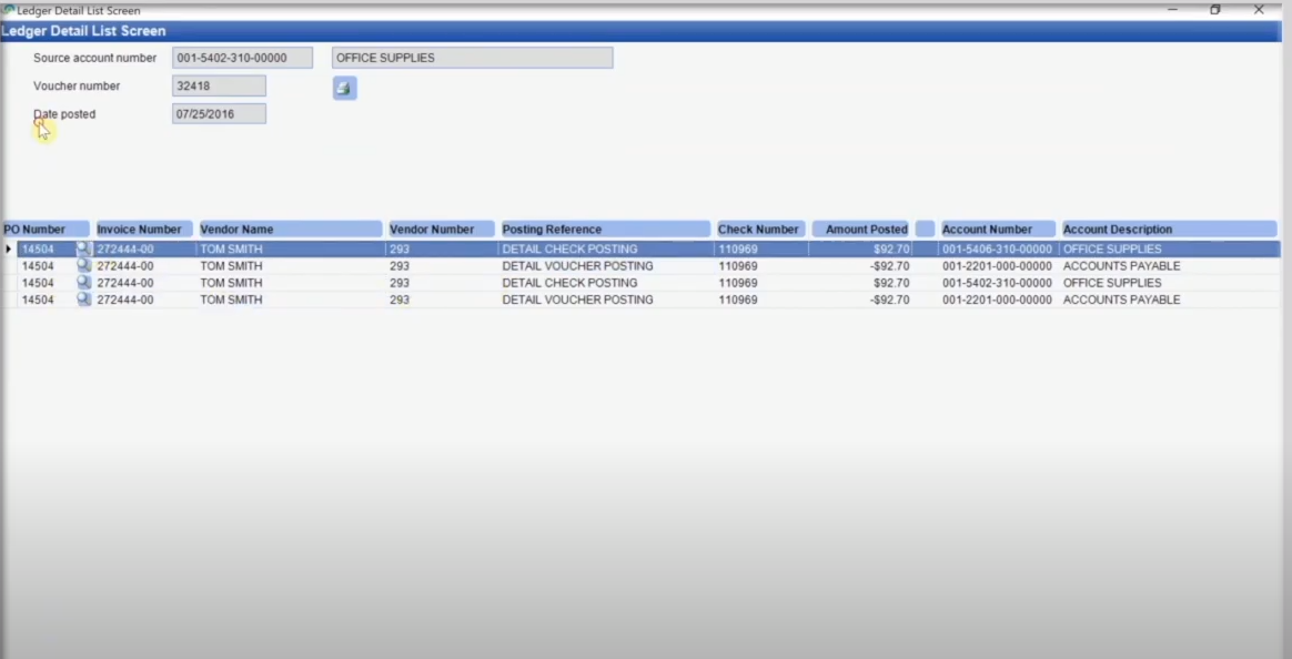 SmartFusion screenshot: SmartFusion ledger detail