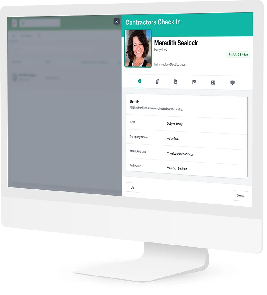 Receptful screenshot: Receptful visitor details
