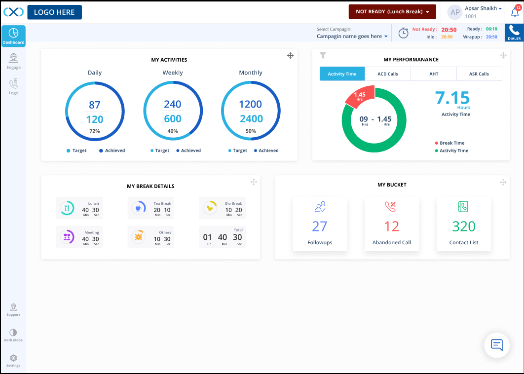 Flexydial screenshot: Flexydial analytics
