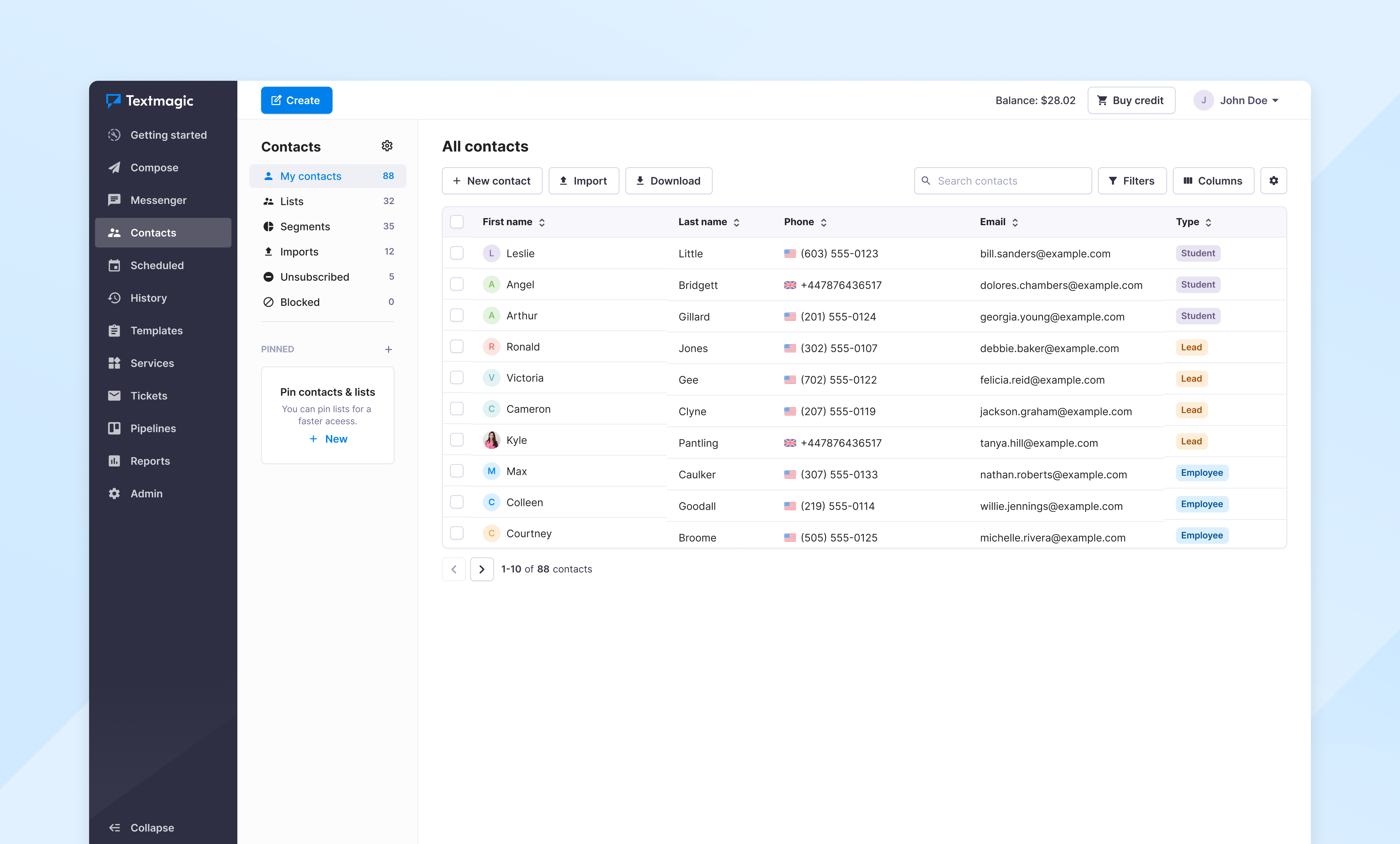 Textmagic Software - Textmagic contacts manager