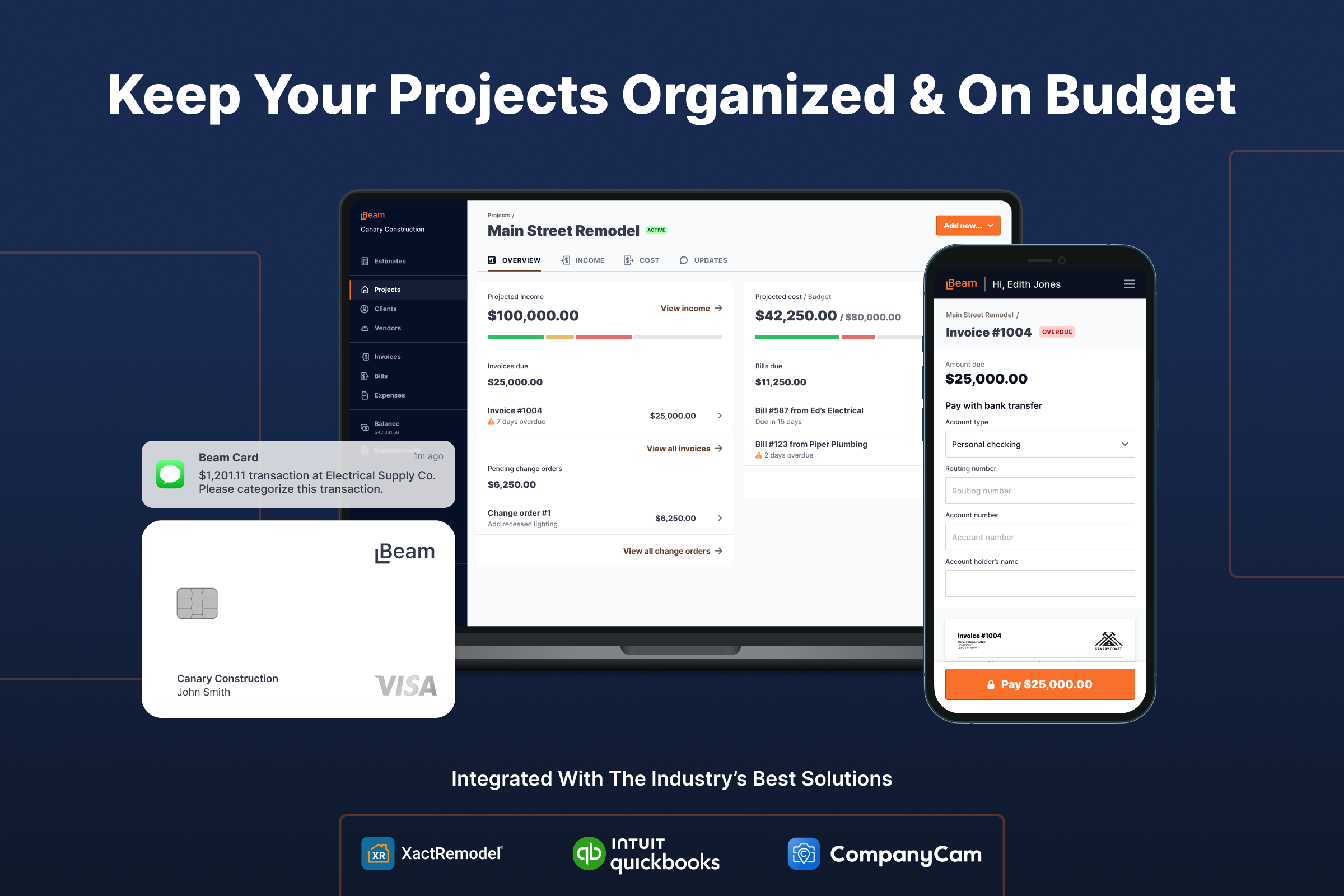 Beam screenshot: Beam organize projects