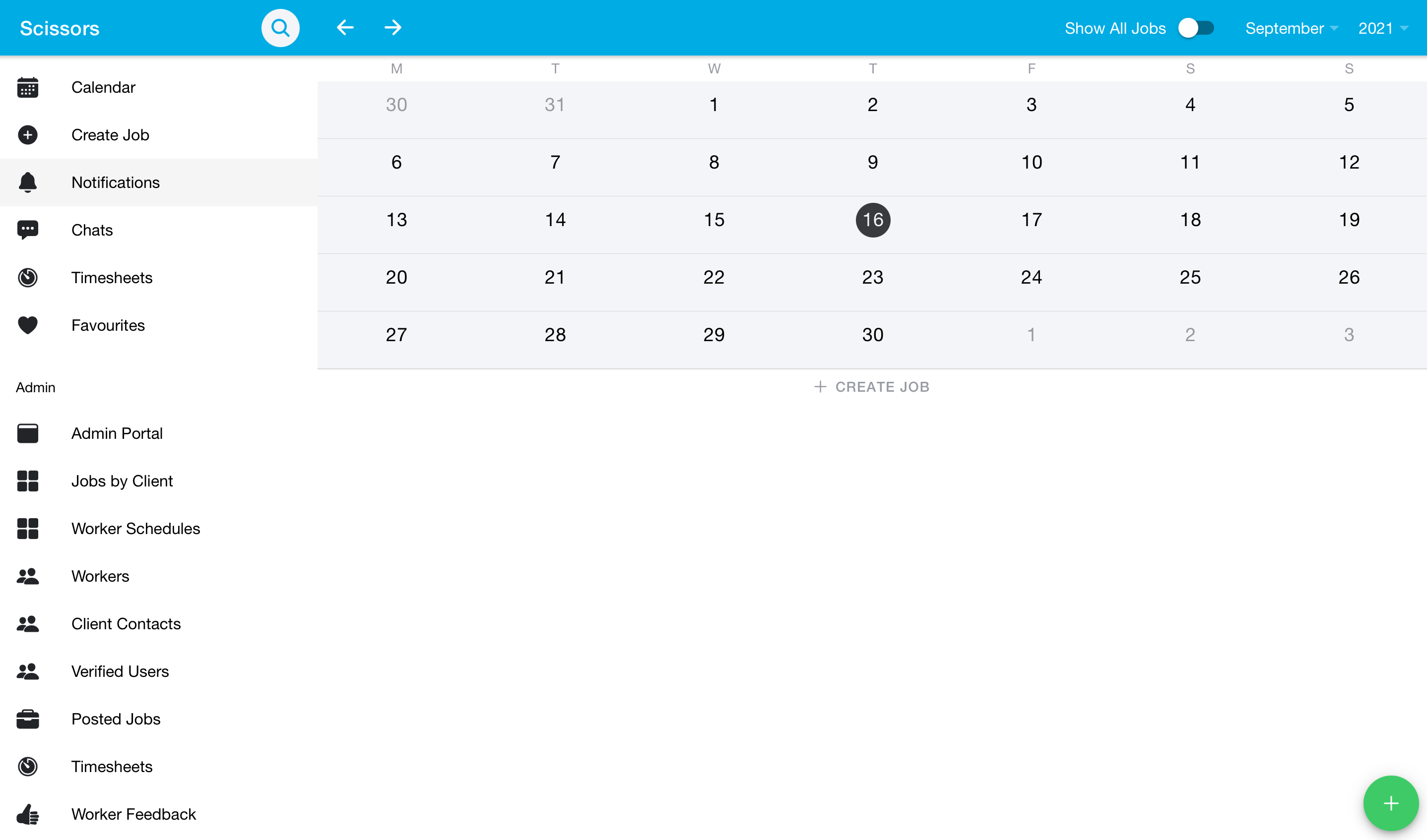 Scissors screenshot: Admin Portal